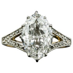 Edwardian 2.86 Carat 'Novelty-Cut' Moval Diamond Ring, GIA F VVS2