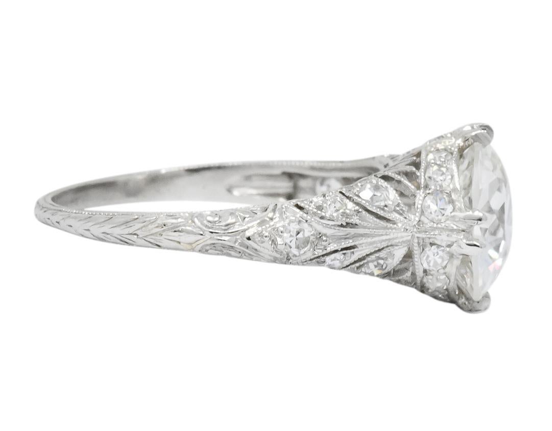 Old European Cut Edwardian 2.89 Carat Diamond Platinum Engagement Ring GIA
