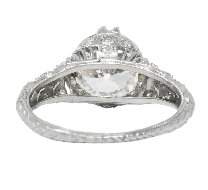 Edwardian 2.89 Carat Diamond Platinum Engagement Ring GIA In Excellent Condition In Philadelphia, PA