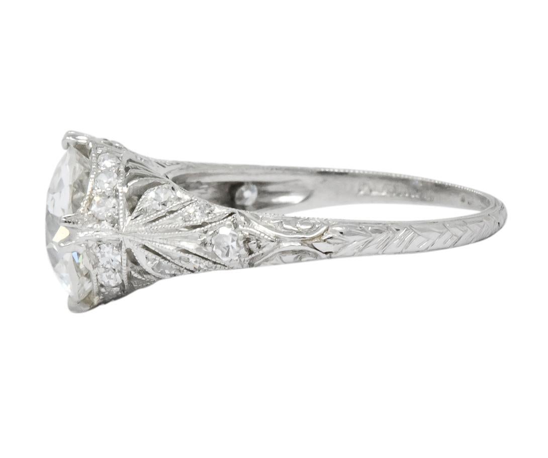 Women's or Men's Edwardian 2.89 Carat Diamond Platinum Engagement Ring GIA