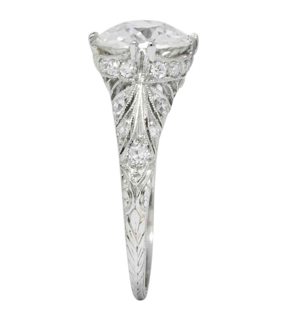 Edwardian 2.89 Carat Diamond Platinum Engagement Ring GIA 2