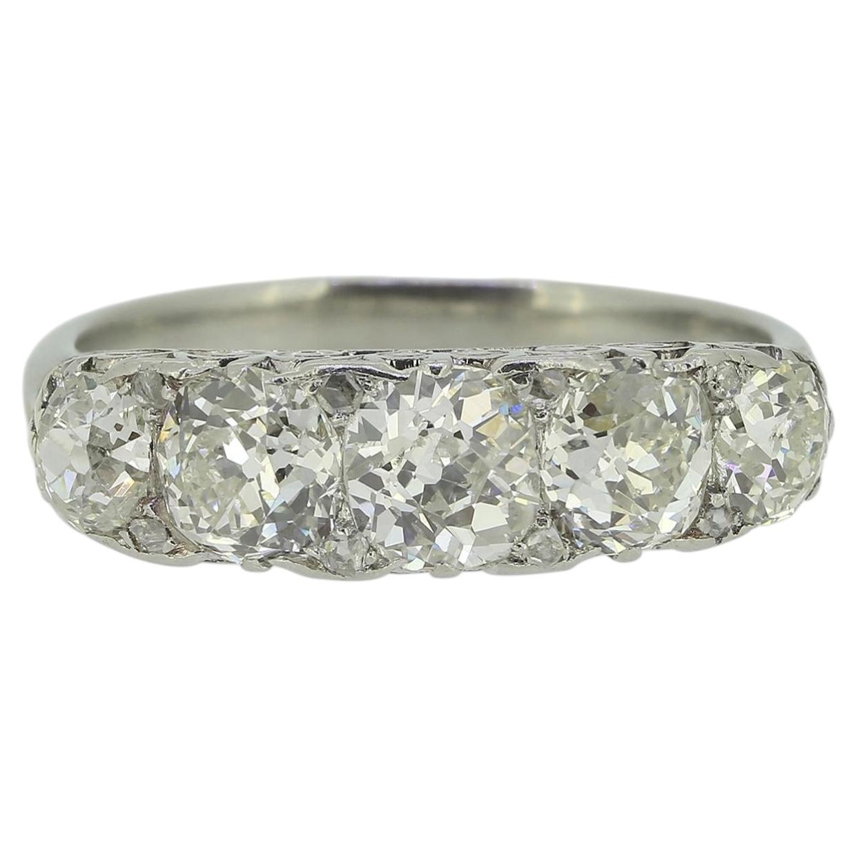 Edwardian 2.90 Carat Diamond Five-Stone Ring