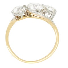Edwardian 2.90ct Diamond Cross Over Ring, c.1910s