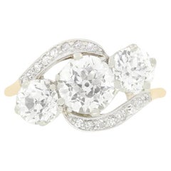 Edwardian 2.90ct Diamond Cross Over Ring, c.1910s