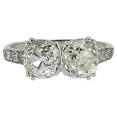 Edwardian 2.95 Carat Old Cut Diamond Two-Stone Ring