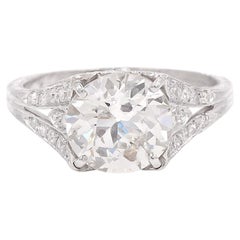 Edwardian 2.99 Carat GIA Certified Old European Cut Diamond Engagement Ring