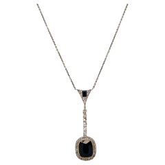 Collier pendentif édouardien en or avec saphir de 3 carats et diamants 