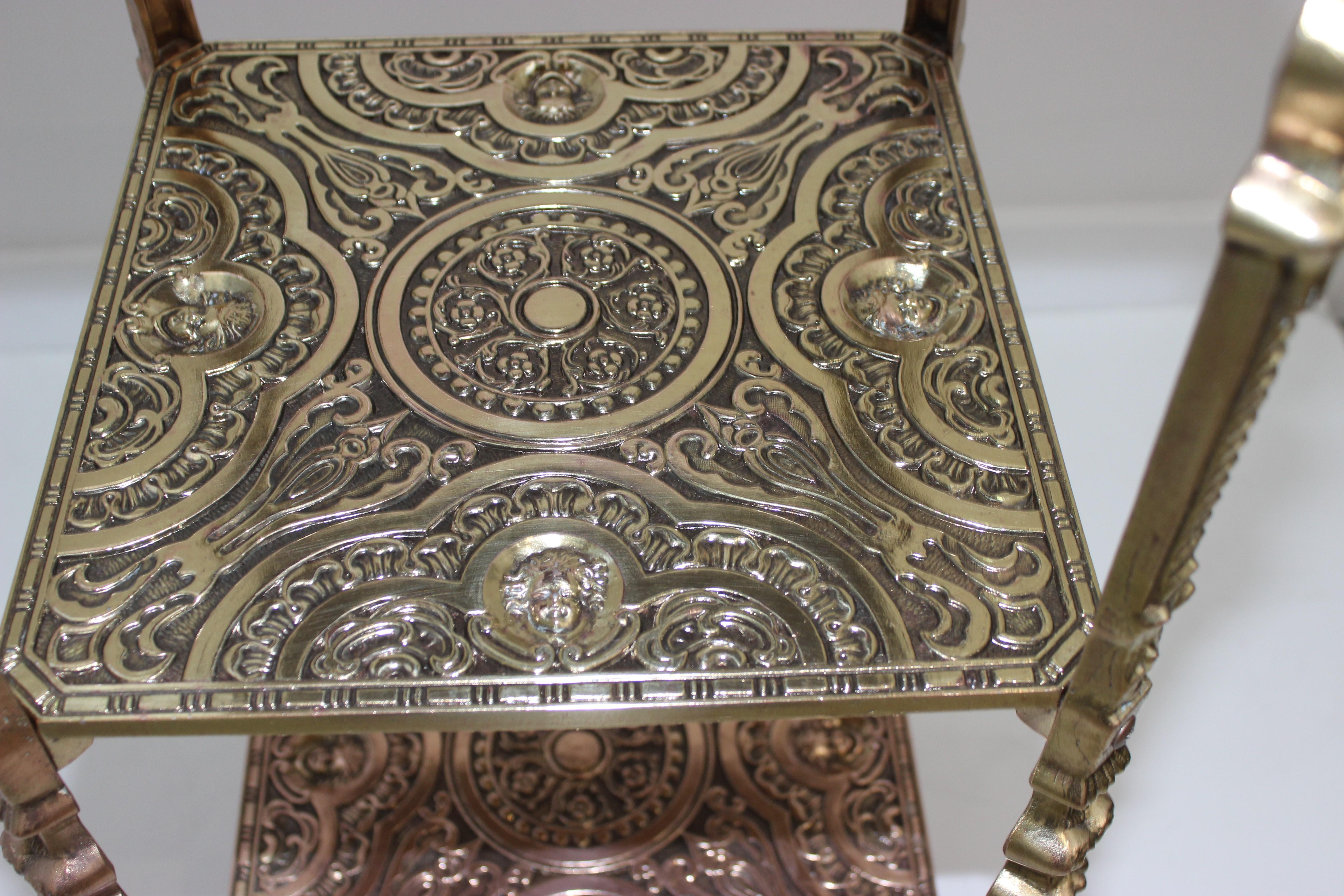 Brass Edwardian 3-Tiered Side Table For Sale