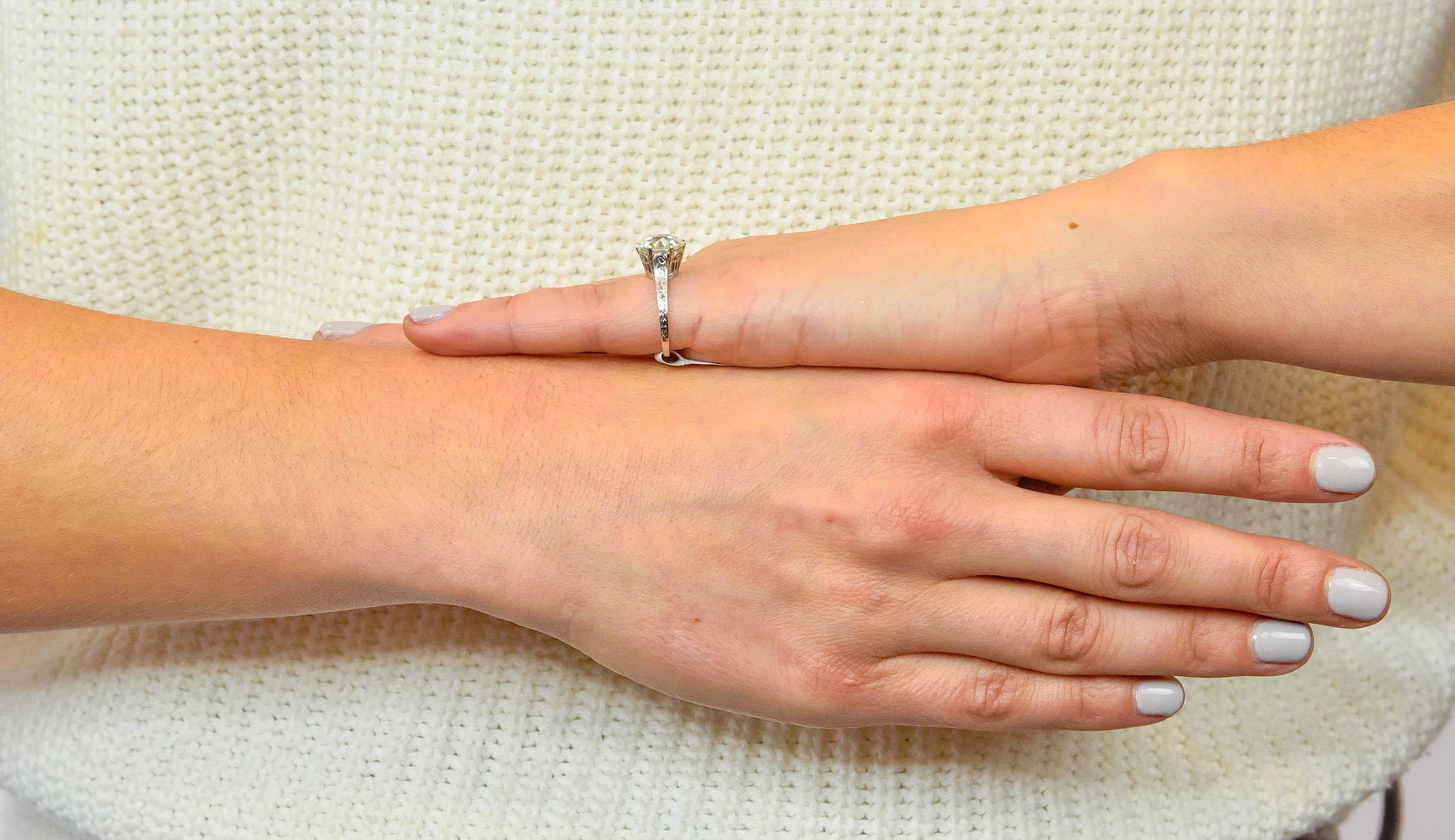 Edwardian 3.14 Carat circa 1915 Diamond Platinum Solitaire Engagement Ring GIA 6