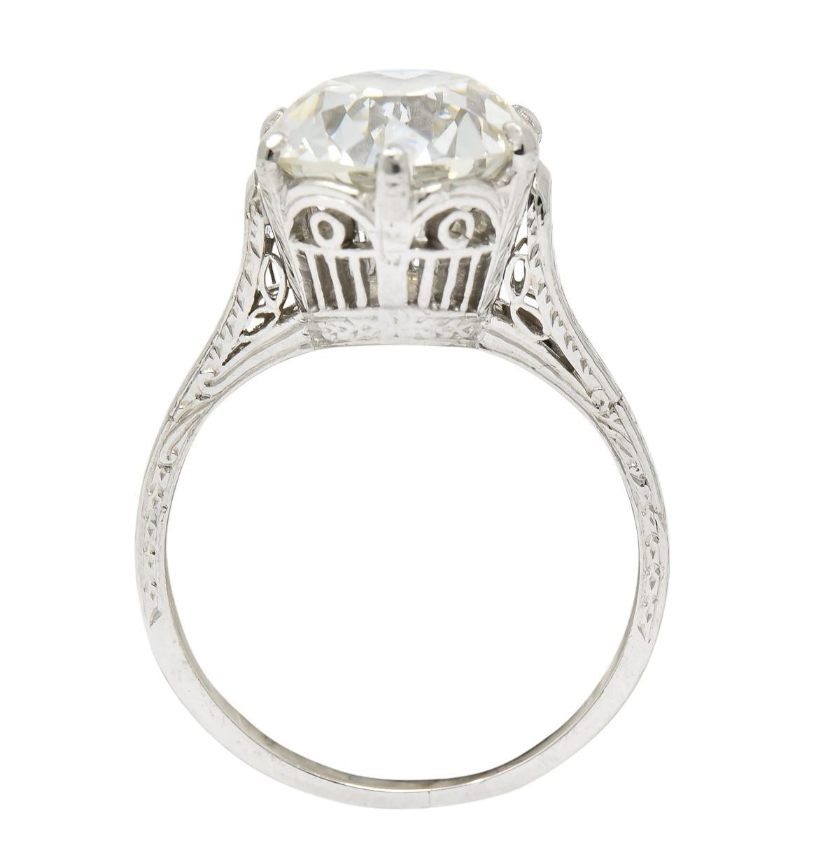 Edwardian 3.14 Carat circa 1915 Diamond Platinum Solitaire Engagement Ring GIA 2