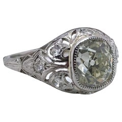 Antique Edwardian 3.15 Carat Old Mine Cut Platinum Engagement Ring