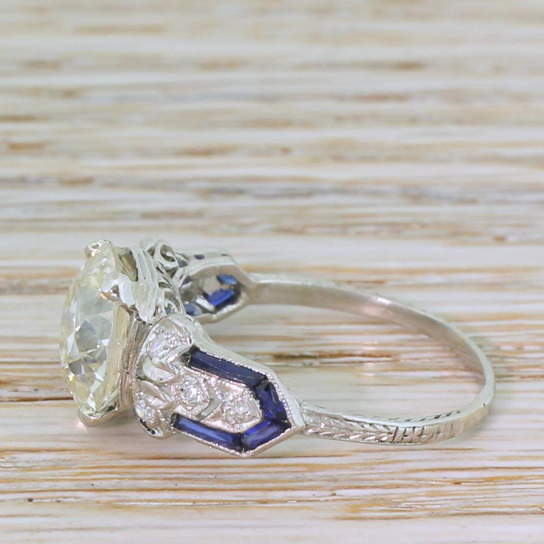 Old European Cut Edwardian 3.22 Carat Old Cut Diamond Engagement Ring For Sale