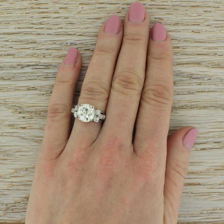 Edwardian 3.22 Carat Old Cut Diamond Engagement Ring For Sale at 1stDibs