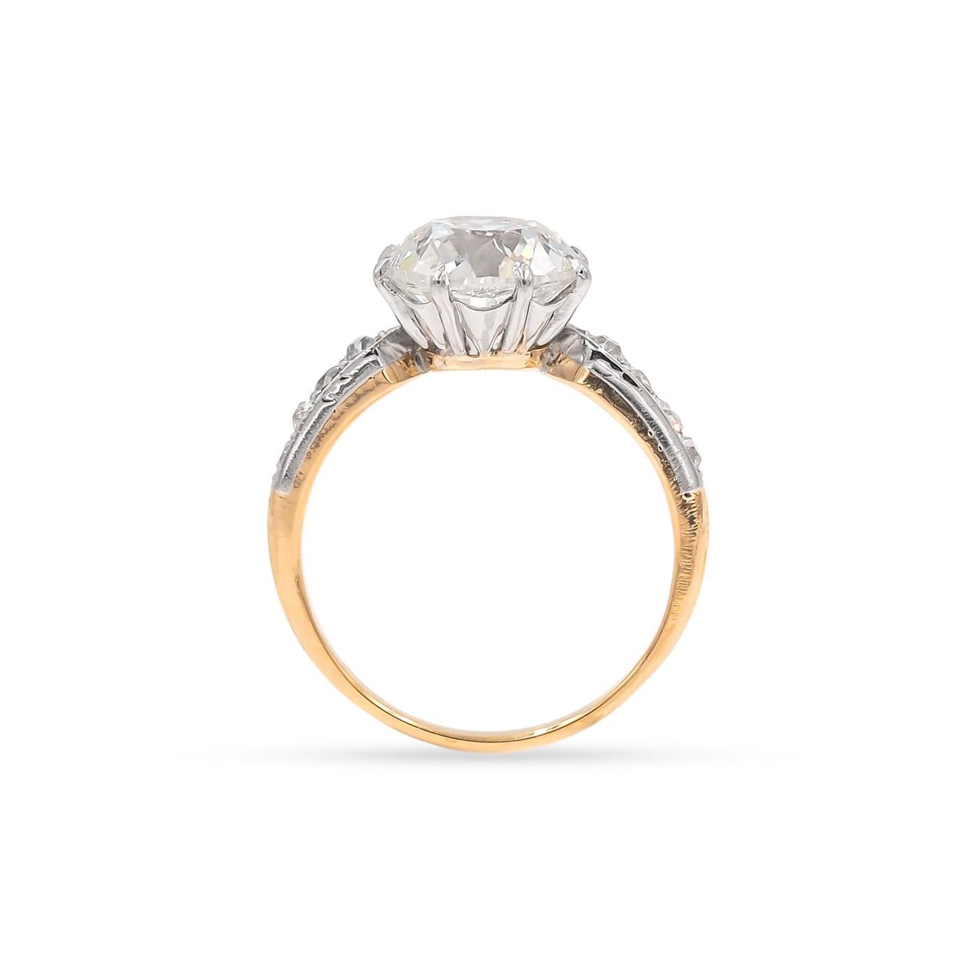 Edwardian 3.23 Carat GIA Certified Old European Cut Engagement Ring In Excellent Condition In Los Angeles, CA