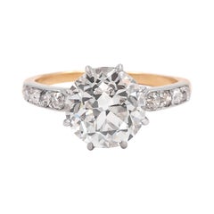 Edwardian 3.23 Carat GIA Certified Old European Cut Engagement Ring