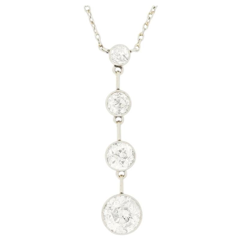 Edwardian 3.25ct Diamond Drop Pendant, c.1910s For Sale