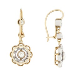 Edwardian 3.30ct Diamond Daisy Drop Earrings, c.1910s