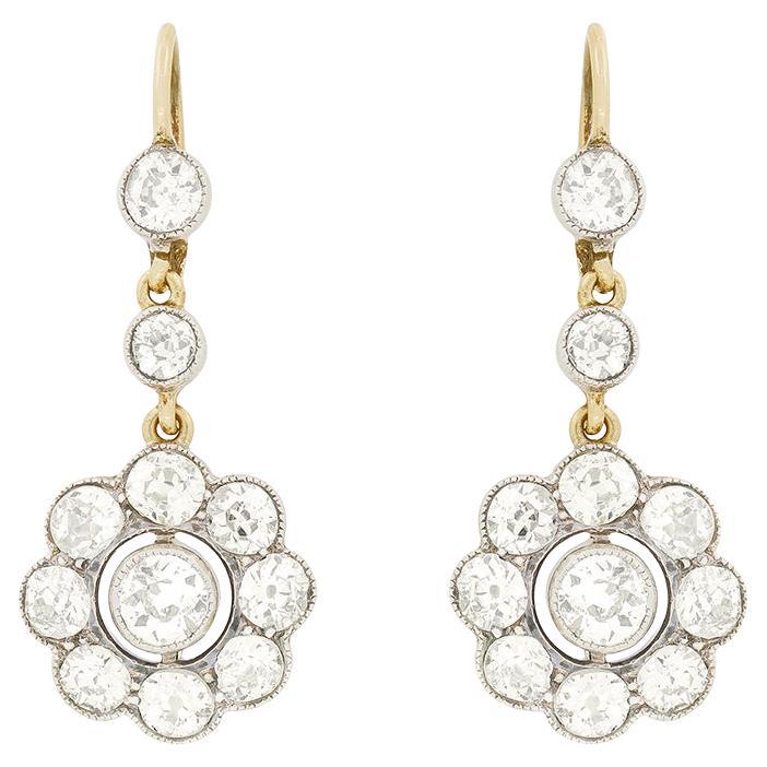 Orecchini a goccia con diamante da 3,30 ct di Edwardi, 1910 ca. in vendita