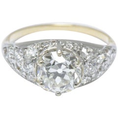 Edwardian 3.34 CTW Diamond Platinum-Topped 18 Karat Gold Ring GIA