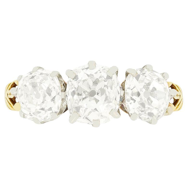 Anello edoardiano a trilogia di diamanti da 3,35 carati, 1910 ca.