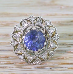 Edwardian 3.50 Carat Natural Ceylon Sapphire Ring, circa 1910