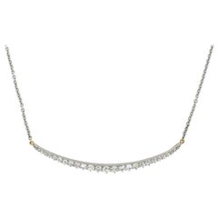 Edwardian 3.50 Total Carat Diamond Sliver Crescent Pendant Necklace