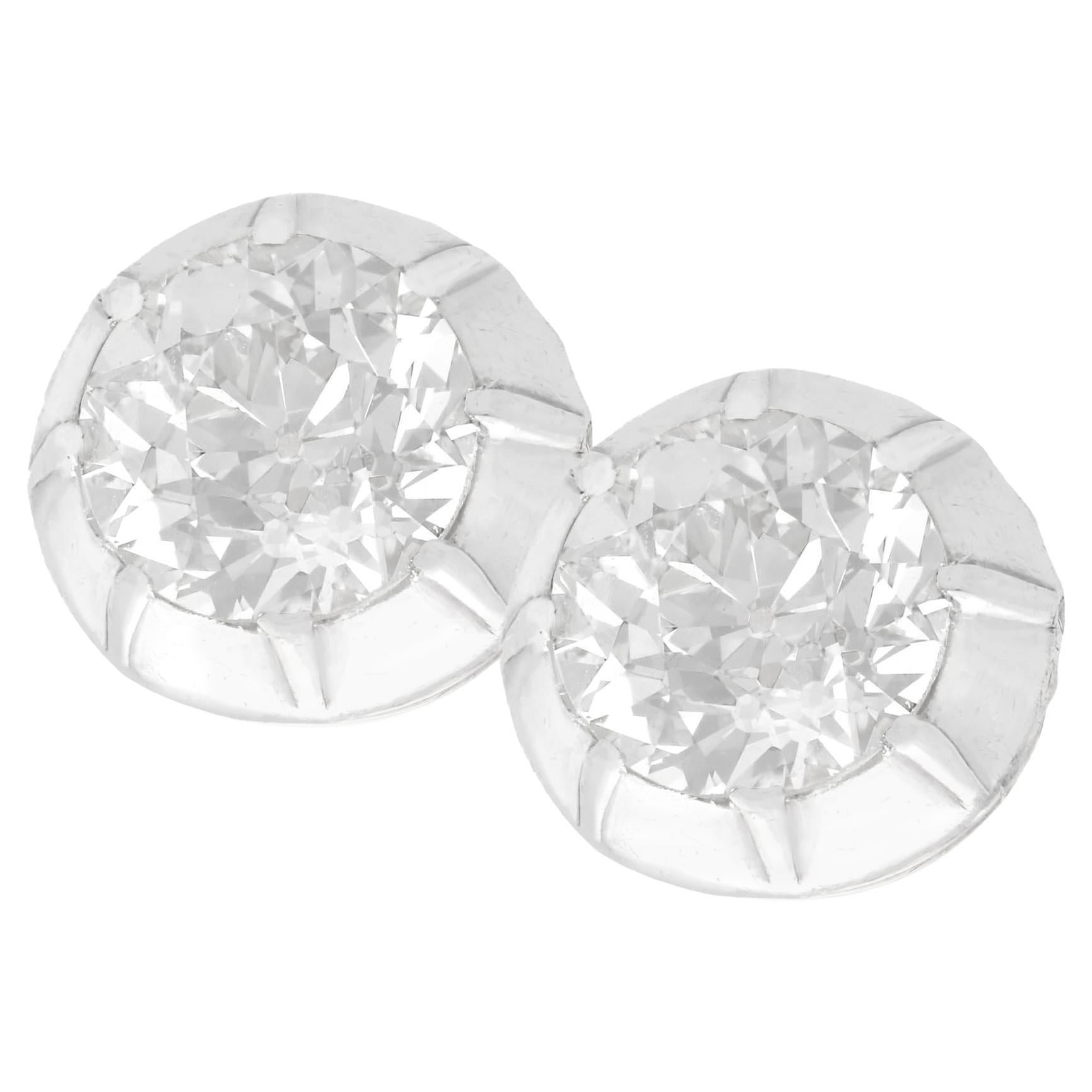 Edwardian 3.58 Carat Diamond Stud Earrings For Sale