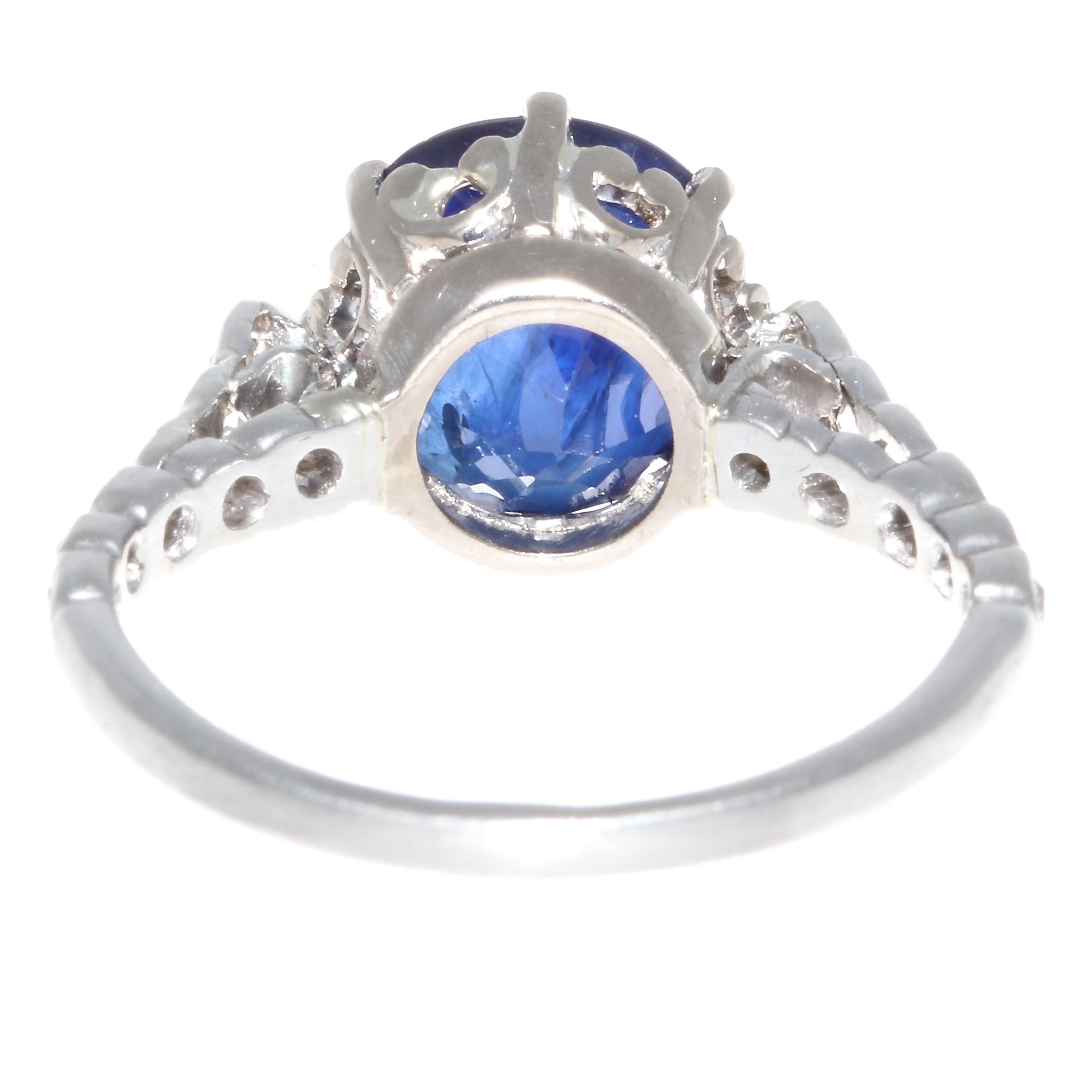 Edwardian 3.58 Carat Sapphire Platinum Ring In Excellent Condition In Beverly Hills, CA