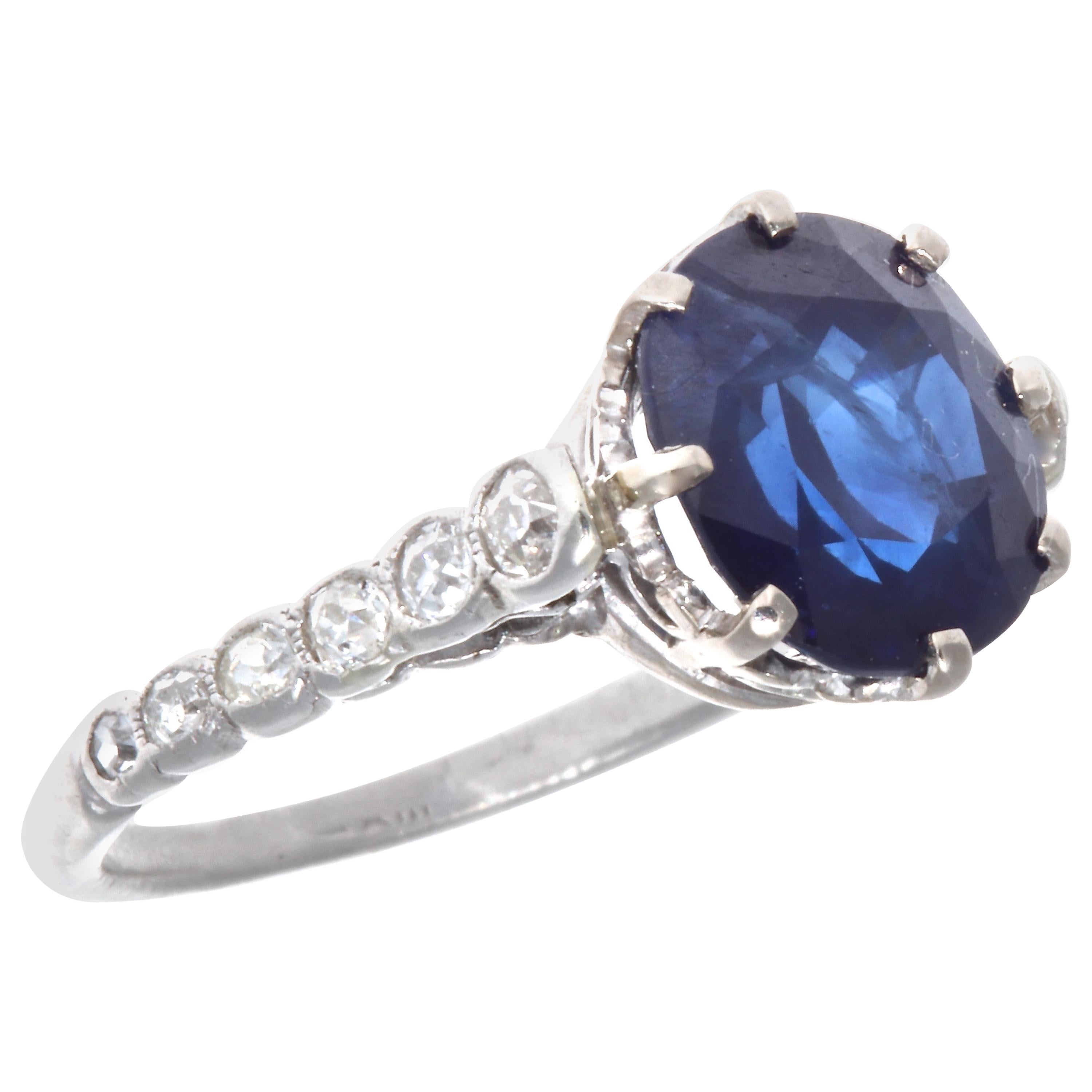 Edwardian 3.58 Carat Sapphire Platinum Ring