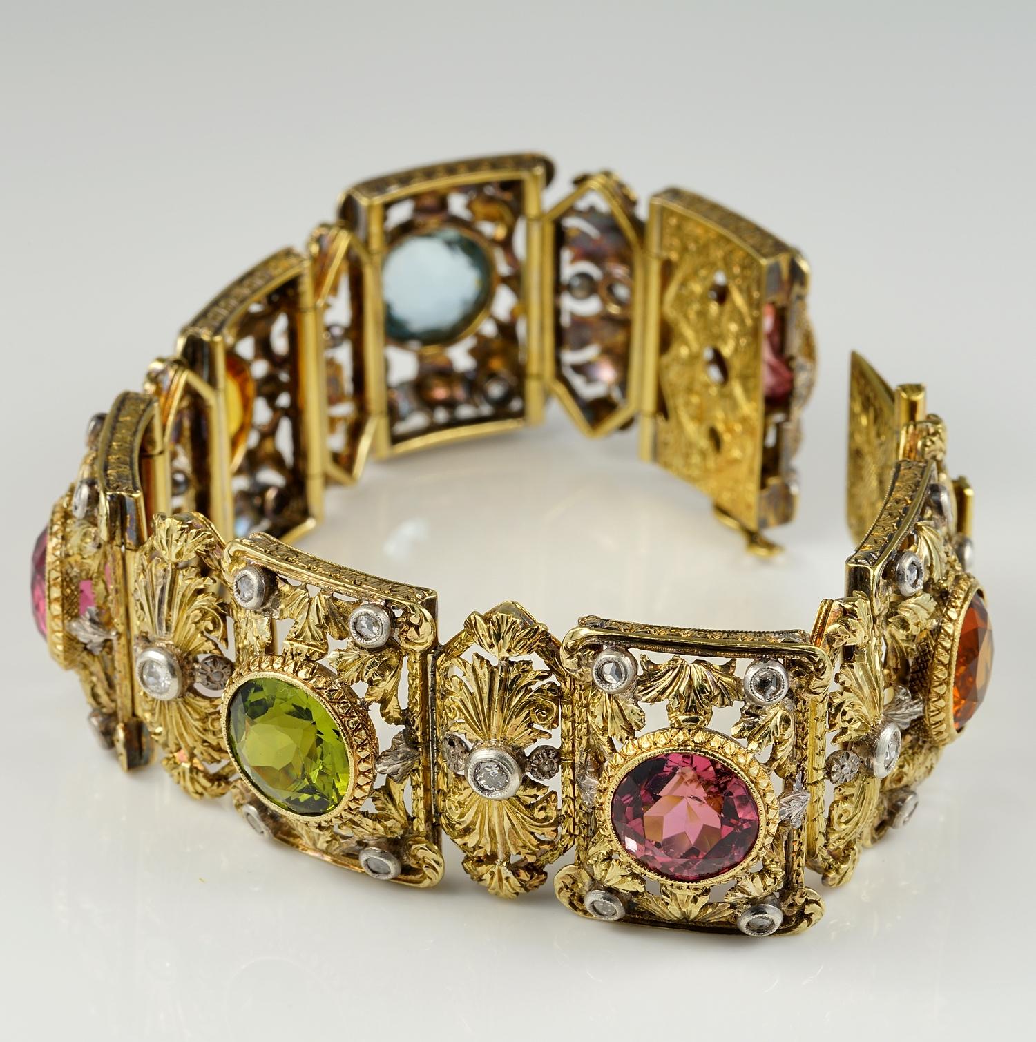 Bracelet édouardien en diamants multi-pierres non traités de 36,0 carats Pour femmes en vente