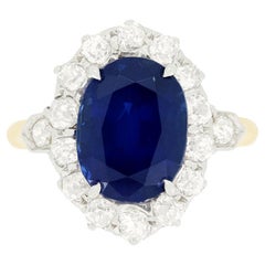 Anillo eduardiano de zafiro y diamantes de 3,75 ct, c.1910