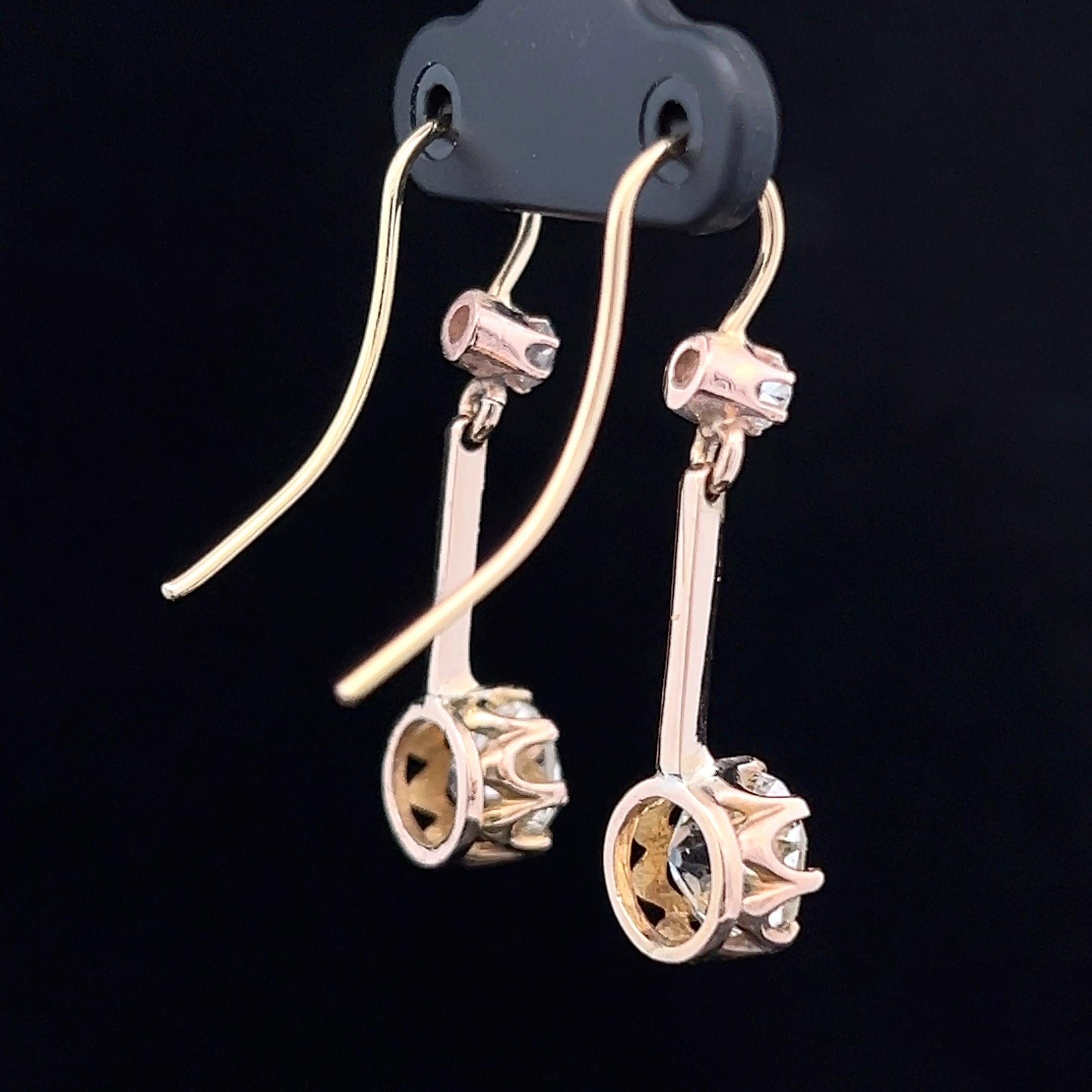 Orecchini a goccia con diamanti da 3,80 carati di epoca edoardiana CIRCA 1900-10 In condizioni buone in vendita a ADELAIDE, SA