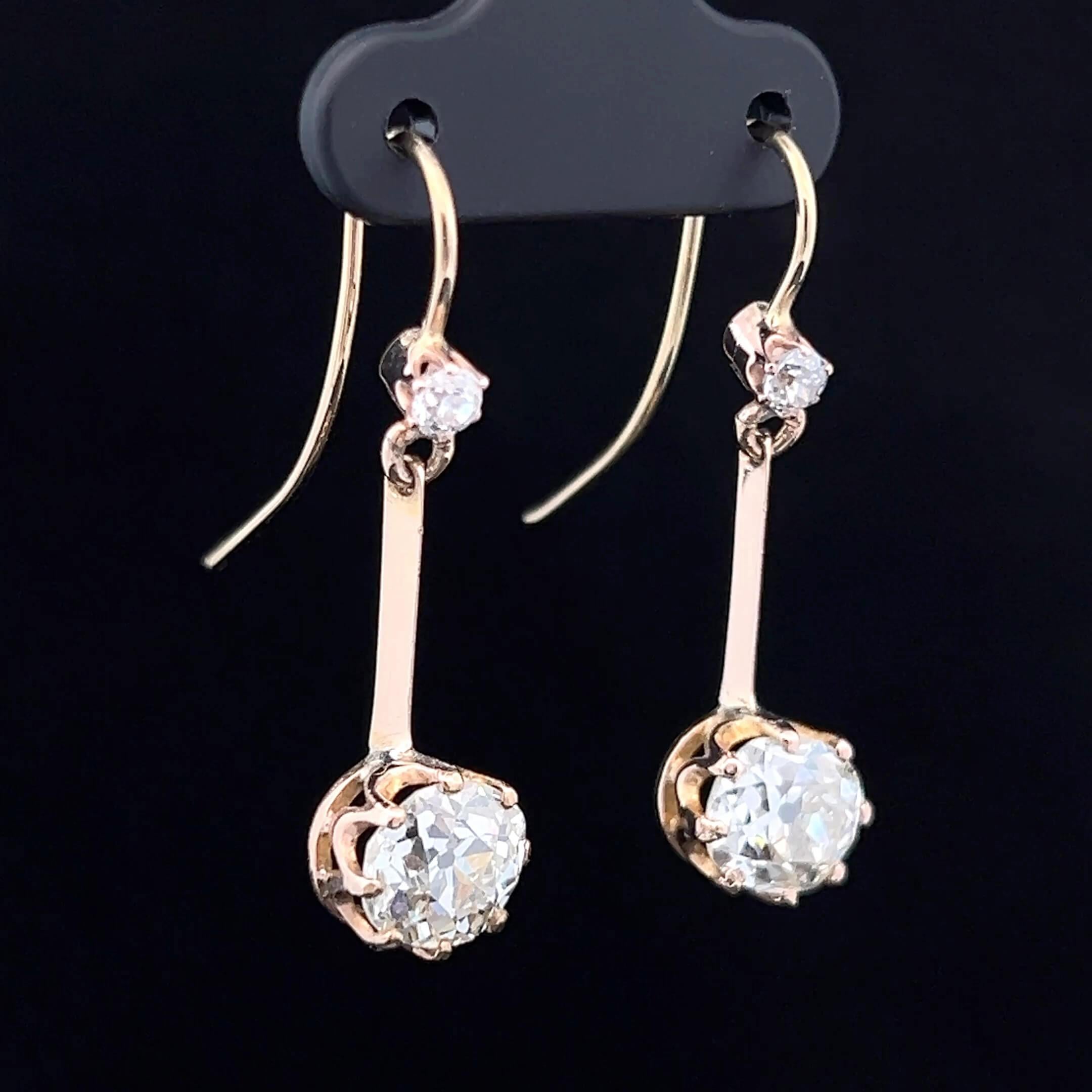 da uomo o donna Orecchini a goccia con diamanti da 3,80 carati di epoca edoardiana CIRCA 1900-10 in vendita