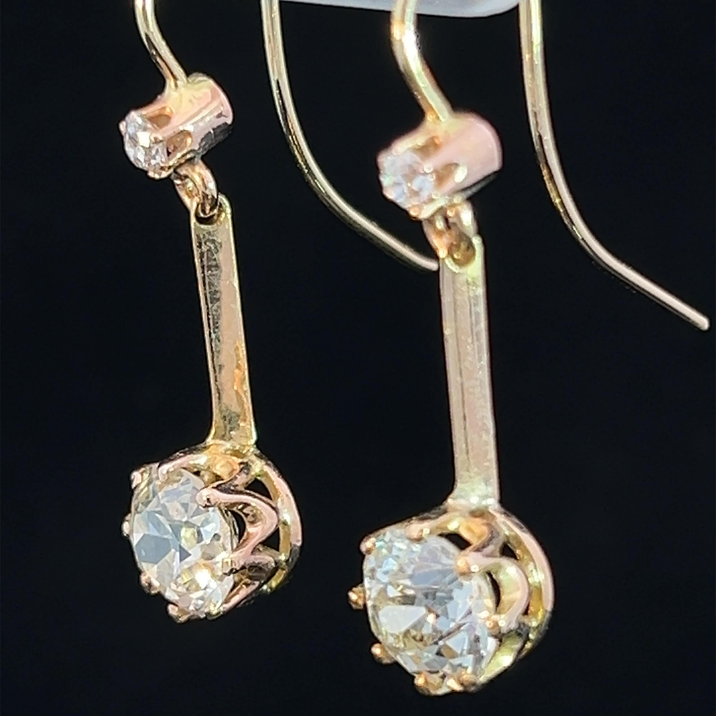 Edwardianische 3,80 Karat Diamant-Tropfen-Ohrringe Circa 1900-10 im Angebot 3