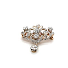 Edwardian 3.87 Carat Diamond Platinum 14k Yellow Gold Brooch/Pin/Pendant 1910's