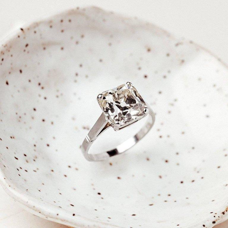 Women's Edwardian 3.98 Carat Old Mine Cut Diamond Platinum Engagement Ring