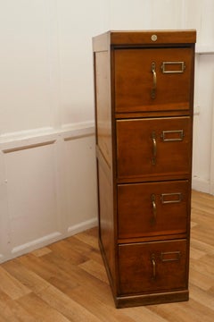 Edwardian 4 Drawer Golden Oak Filing Cabinet, by SU-TALL