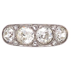 Edwardian 4-Stone Diamond Platinum Ring Estate Fine Jewelry