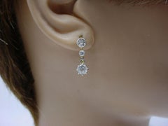 Edwardian 4-Tier OEC Diamond Platinum Top Gold Drop Earrings