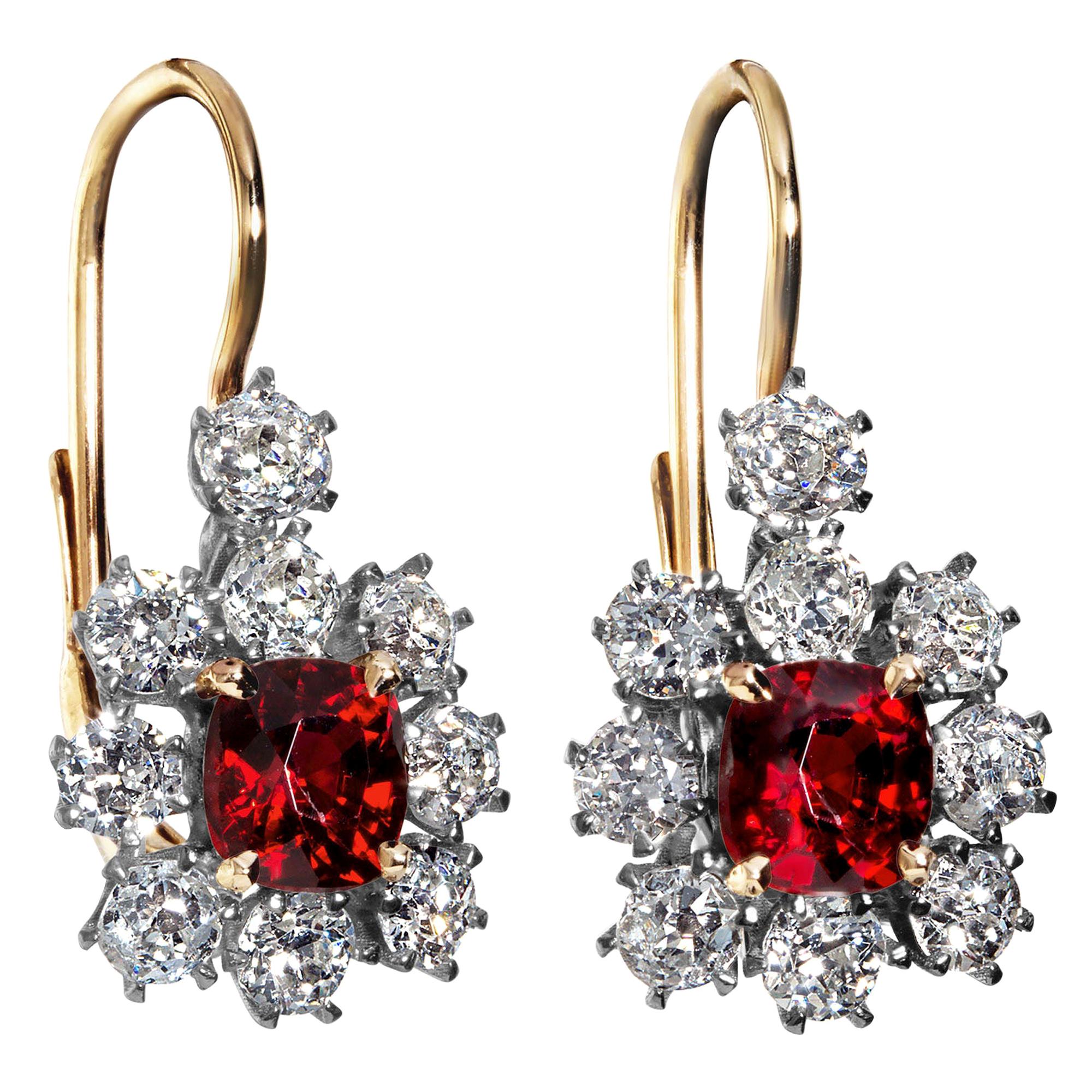 Violet Spinel Drop Earrings with Diamonds main image 1