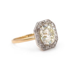 Edwardian 4.14 Ct. GIA Certified Old Mine Cut Diamond Cluster Engagement Ring