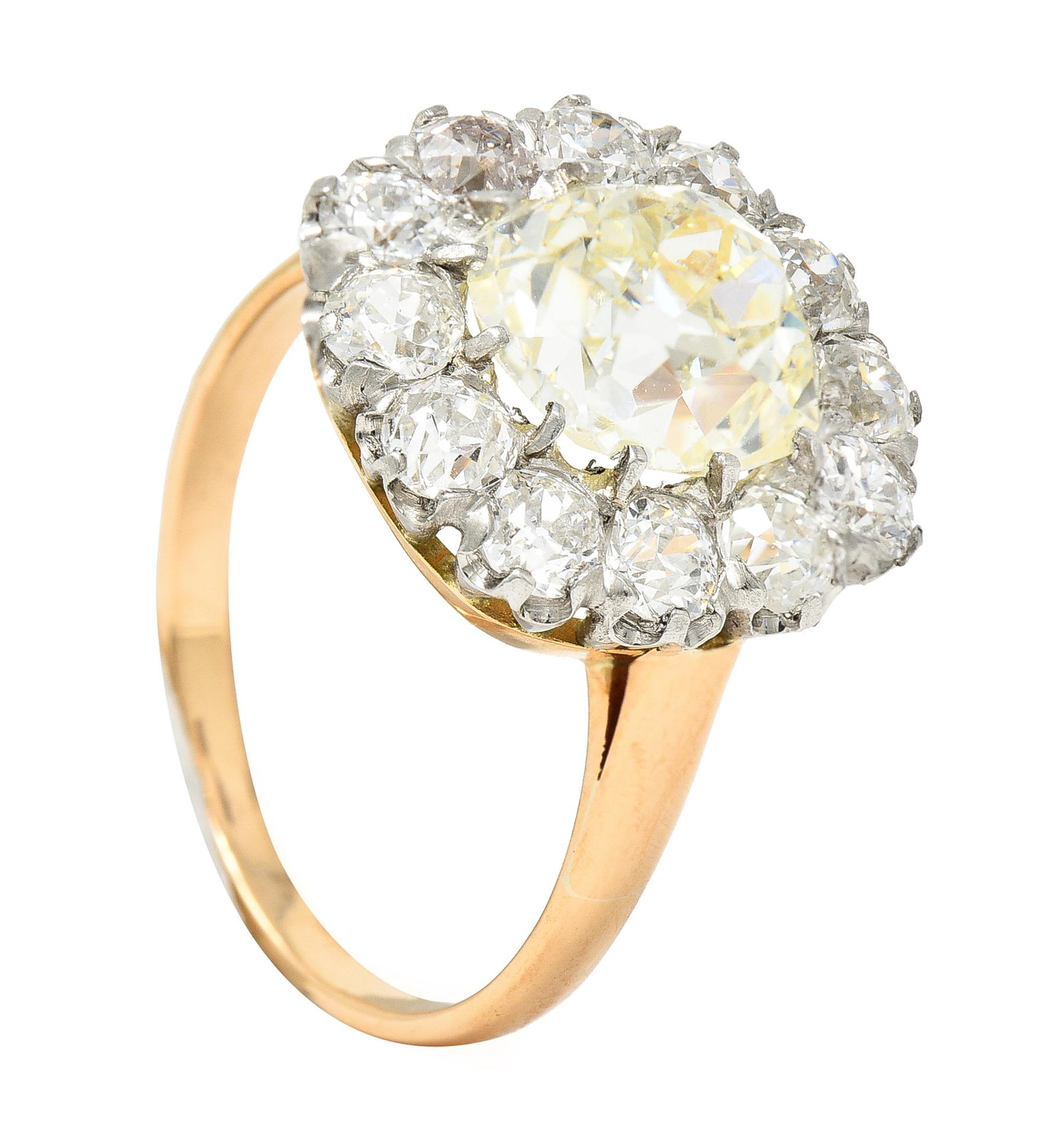 18 Karat Ye, edwardianischer Diamant im alteuropäischen Schliff mit Platinüberzug, 4,16 Karat 4