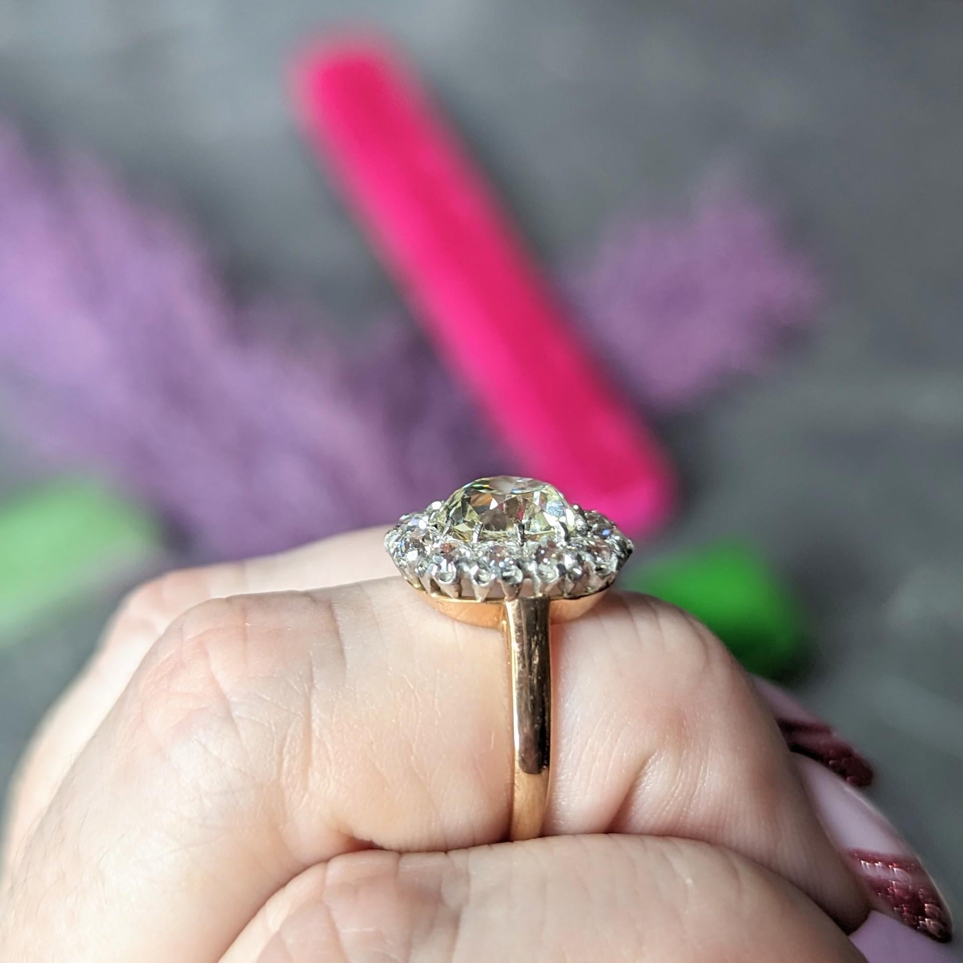 18 Karat Ye, edwardianischer Diamant im alteuropäischen Schliff mit Platinüberzug, 4,16 Karat 6
