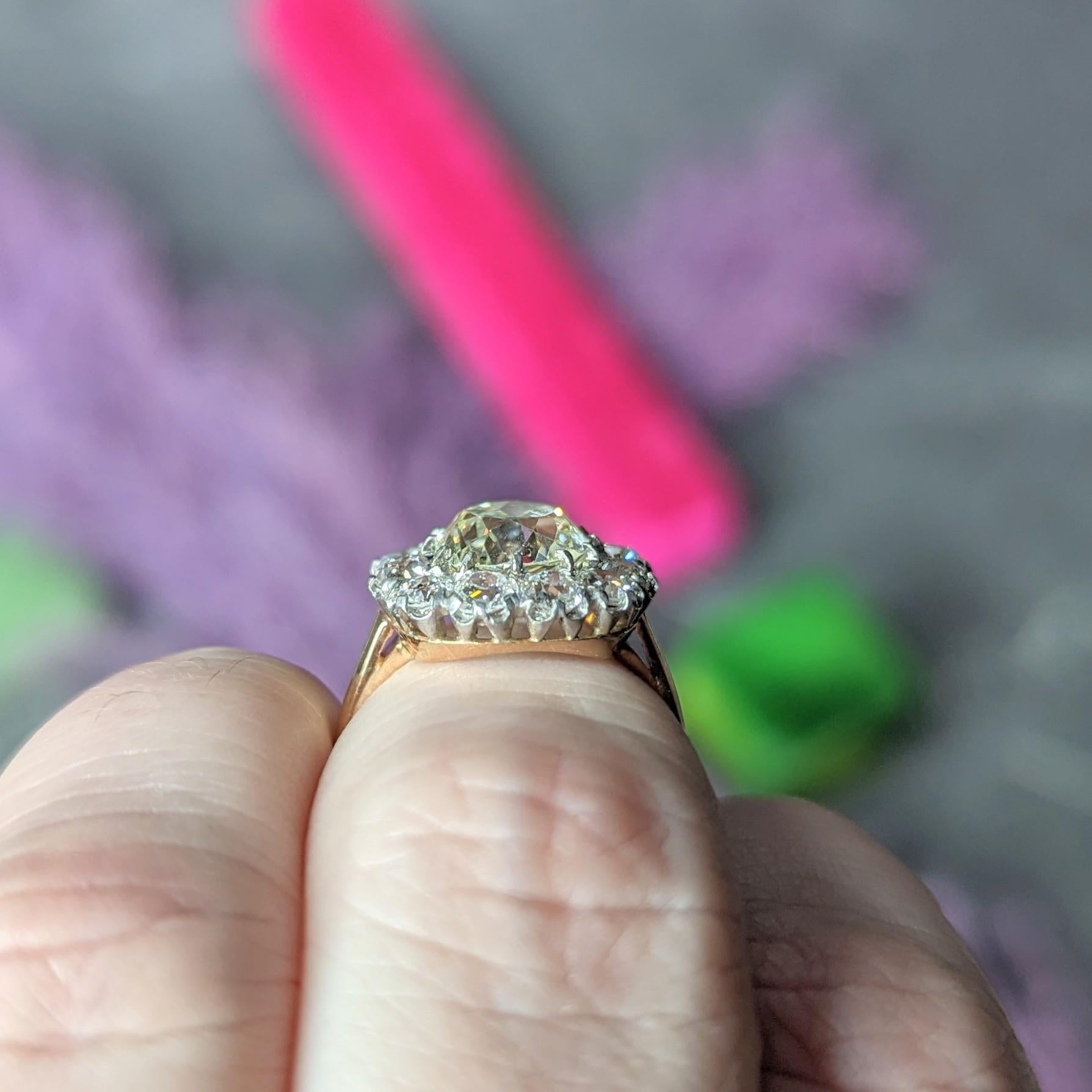 18 Karat Ye, edwardianischer Diamant im alteuropäischen Schliff mit Platinüberzug, 4,16 Karat 7