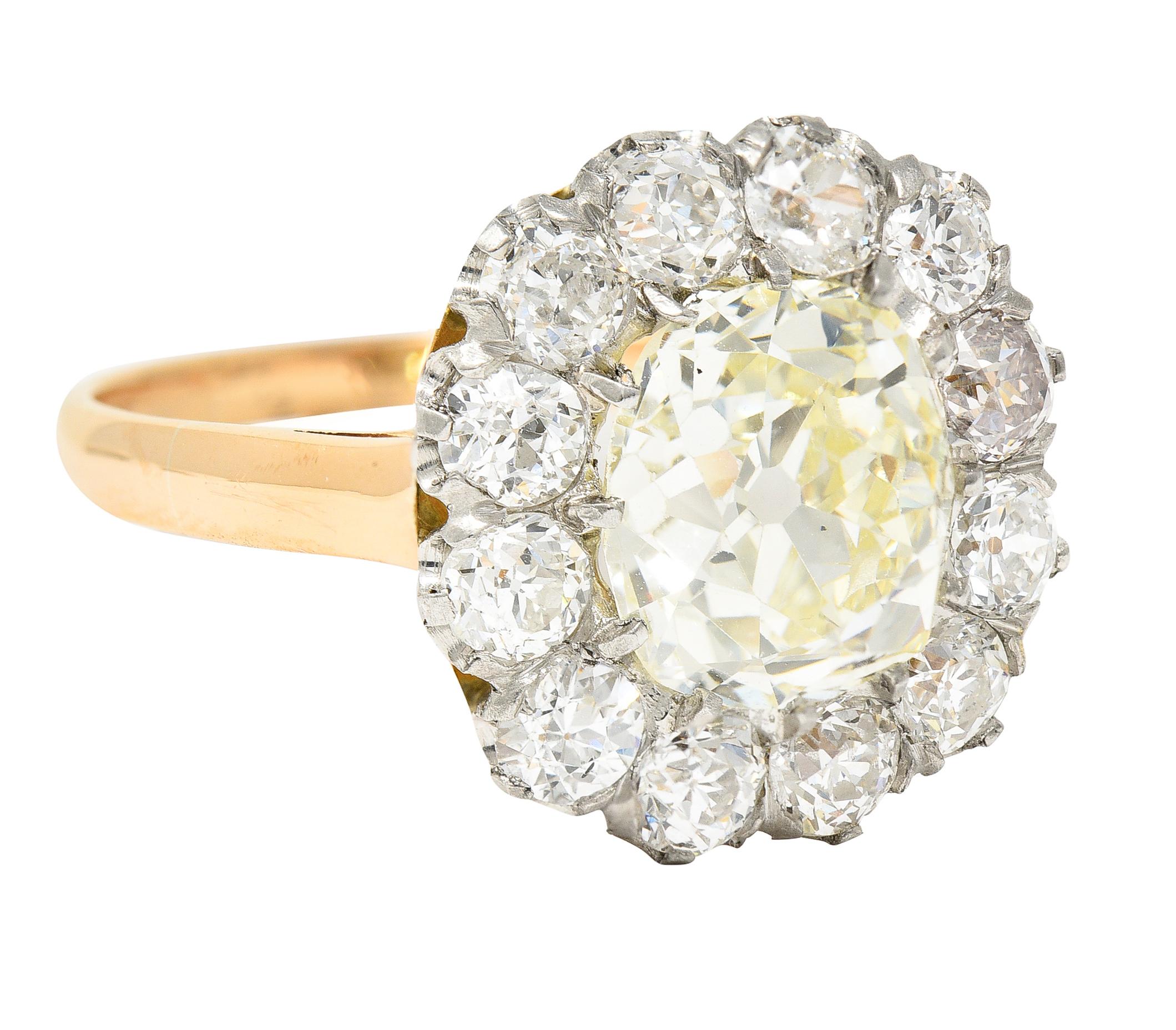 18 Karat Ye, edwardianischer Diamant im alteuropäischen Schliff mit Platinüberzug, 4,16 Karat (Edwardian)