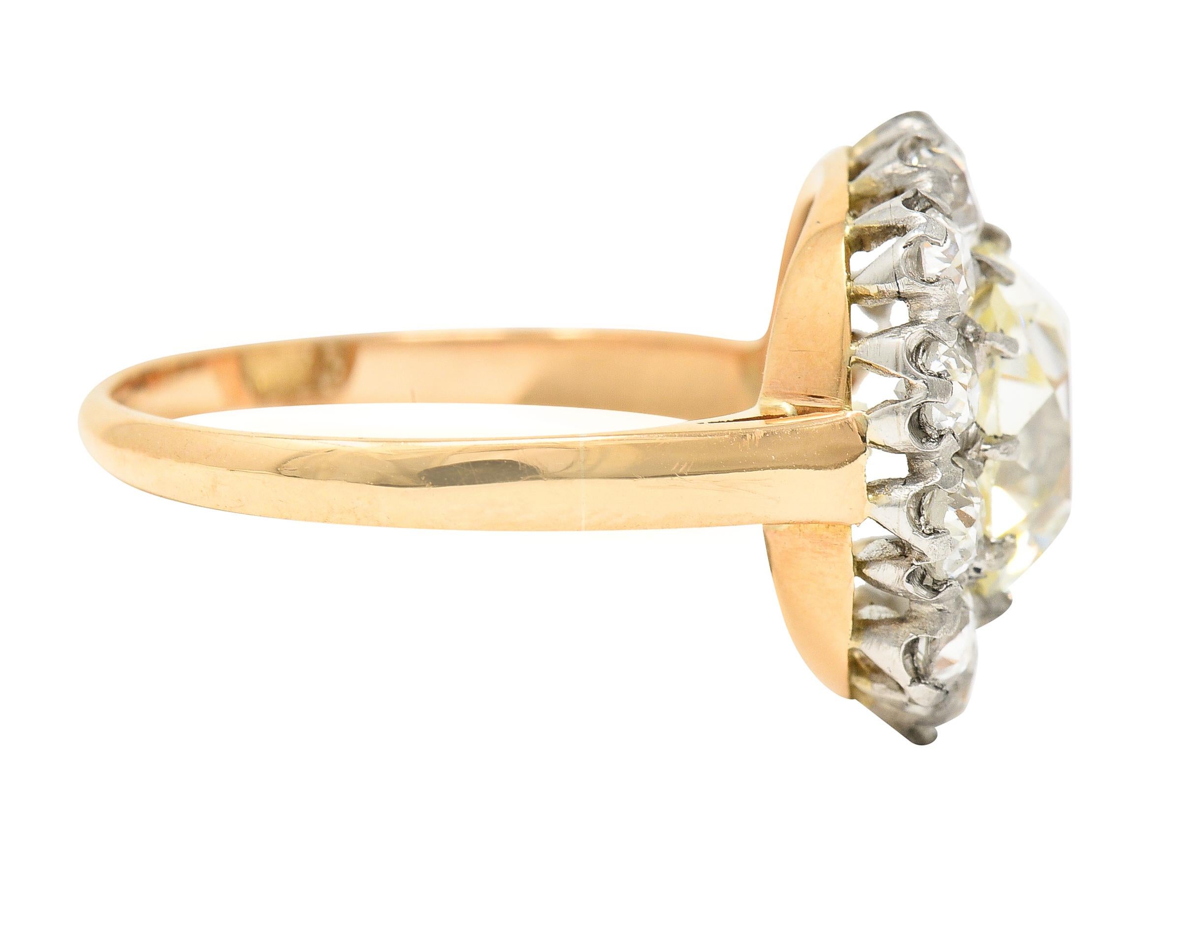 18 Karat Ye, edwardianischer Diamant im alteuropäischen Schliff mit Platinüberzug, 4,16 Karat (Alteuropäischer Schliff)