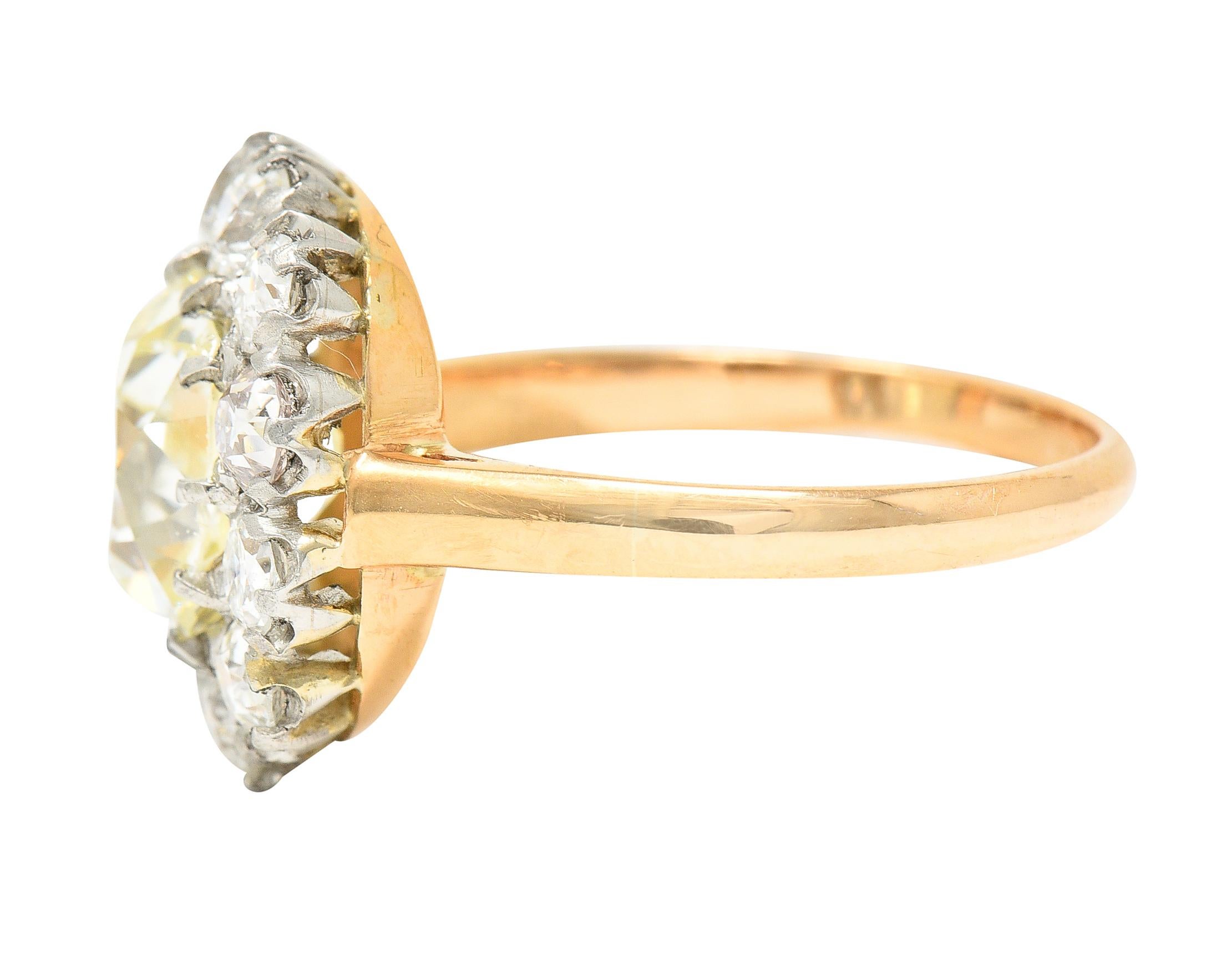 18 Karat Ye, edwardianischer Diamant im alteuropäischen Schliff mit Platinüberzug, 4,16 Karat für Damen oder Herren