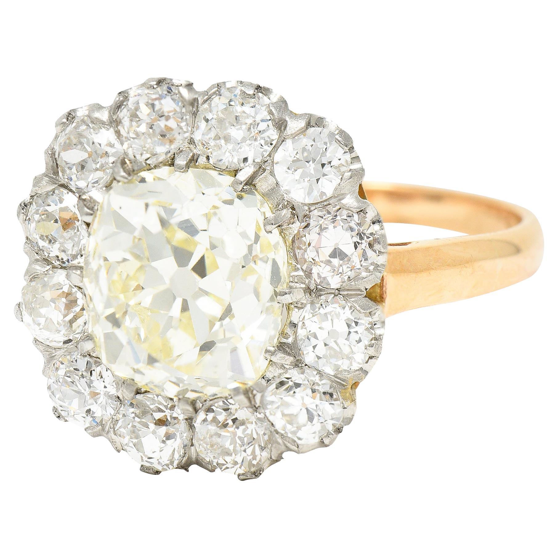 18 Karat Ye, edwardianischer Diamant im alteuropäischen Schliff mit Platinüberzug, 4,16 Karat 1