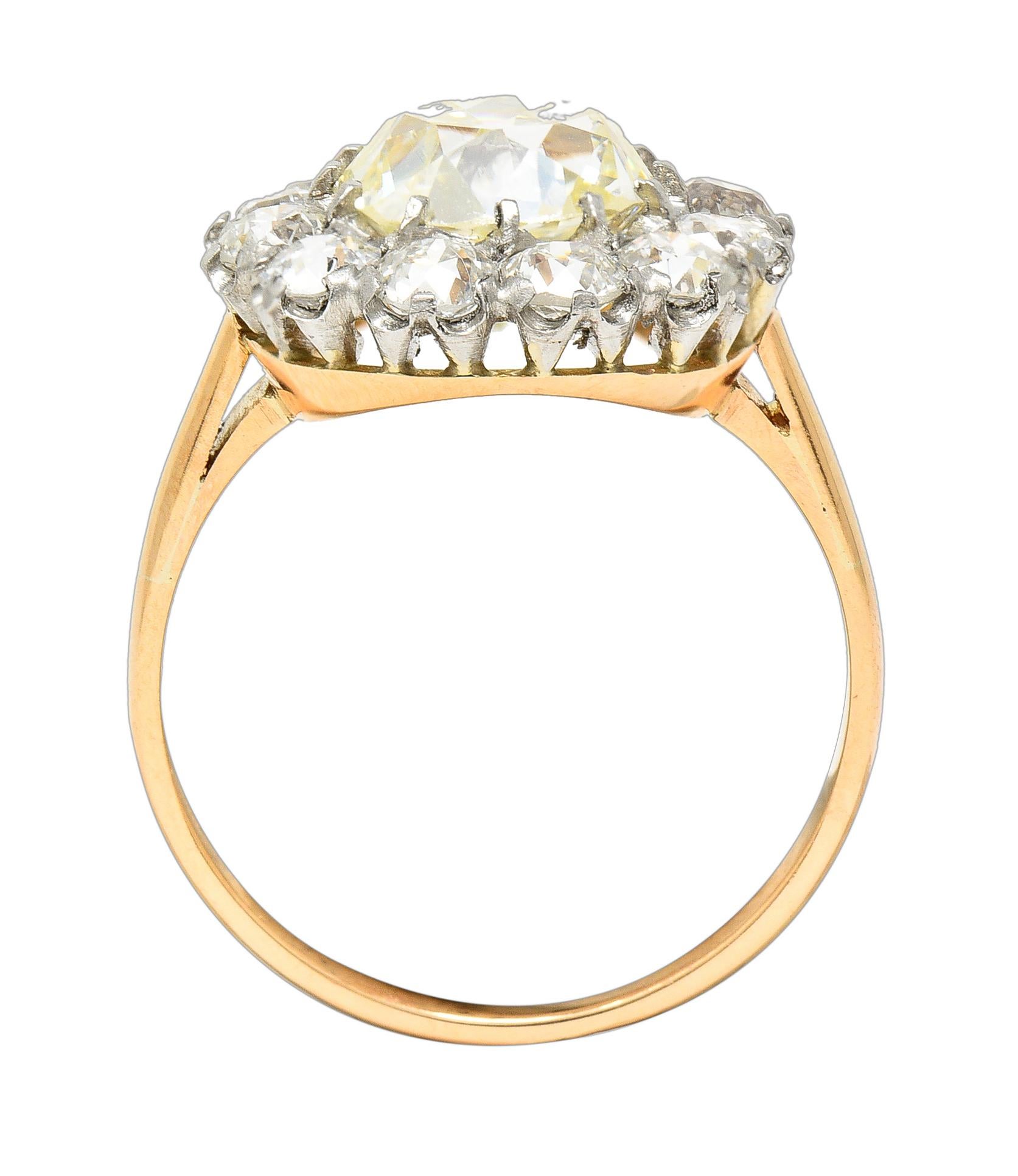 18 Karat Ye, edwardianischer Diamant im alteuropäischen Schliff mit Platinüberzug, 4,16 Karat 3