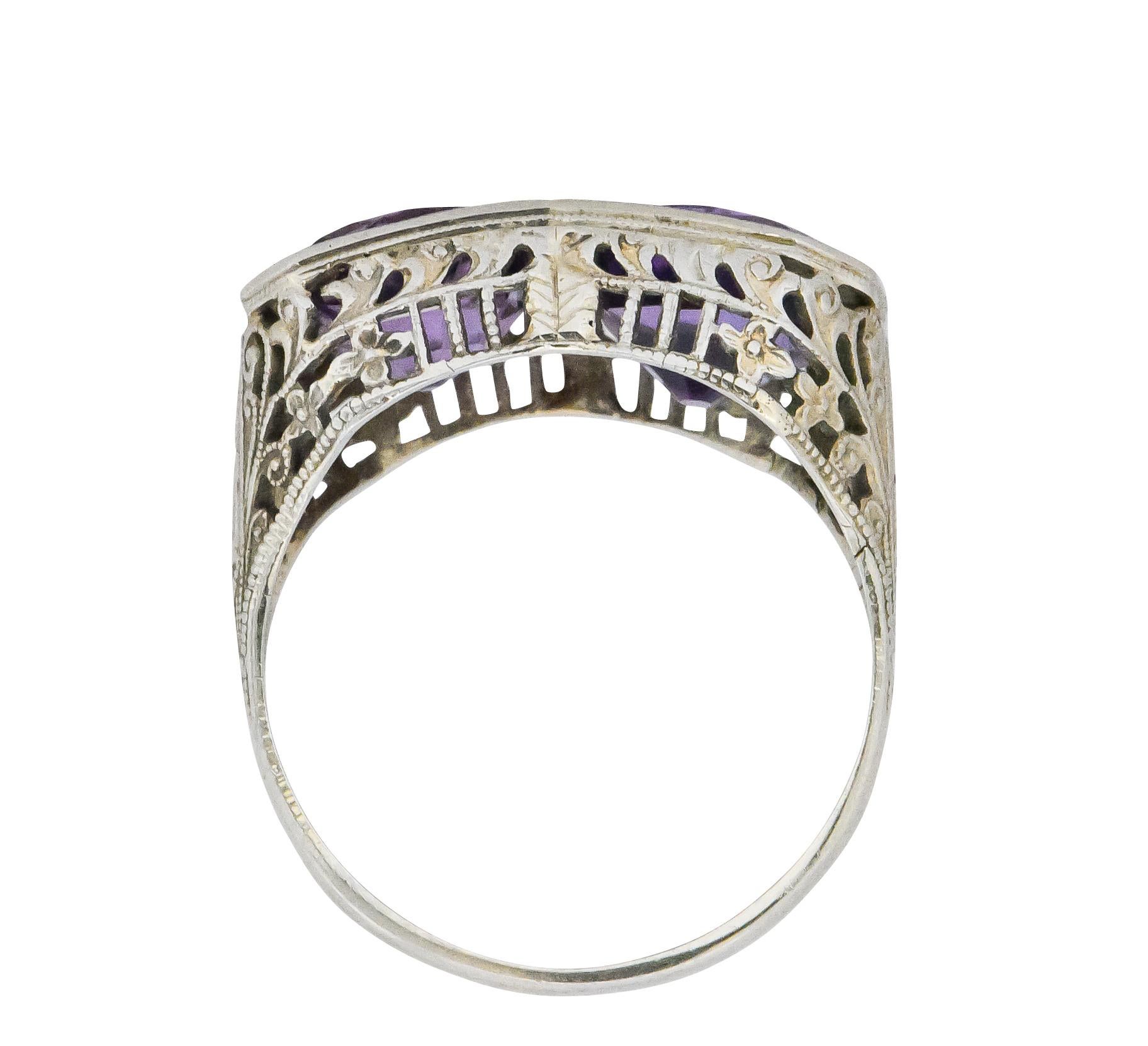 Edwardian 4.80 Carat Amethyst 14 Karat White Gold Ring 1